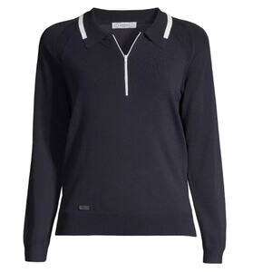 L'Etoile Sport Long Sleeve Knit Golf Polo in Navy NEW NWT